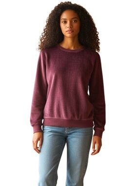 GAIAM Plum Plush Velvet Style Crewneck Sweatshirt (S)